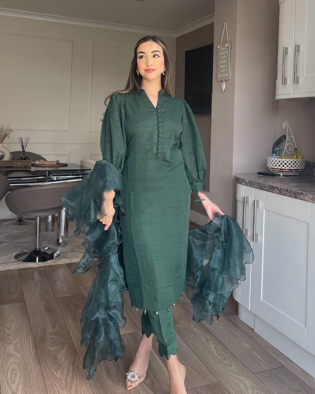 Buy 62/7XL Size Churidar Green Salwar Kameez Online for Women in USA