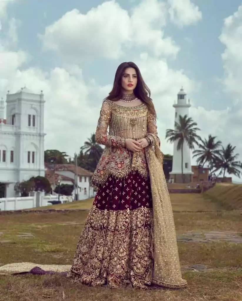 Cream Sharara Suit In Butterfly Mono Net With Embroidery Work