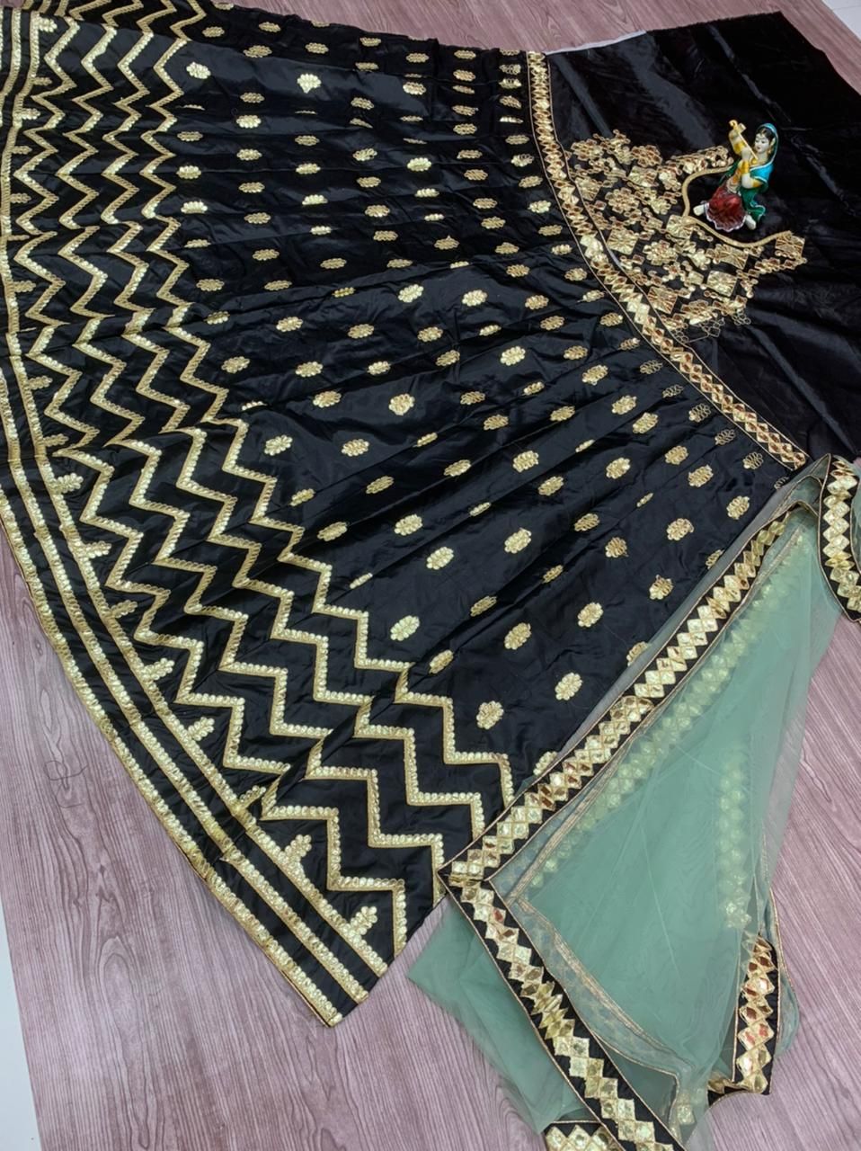 Black Lehenga Choli In Heavy Satin Silk With Embroidery Work
