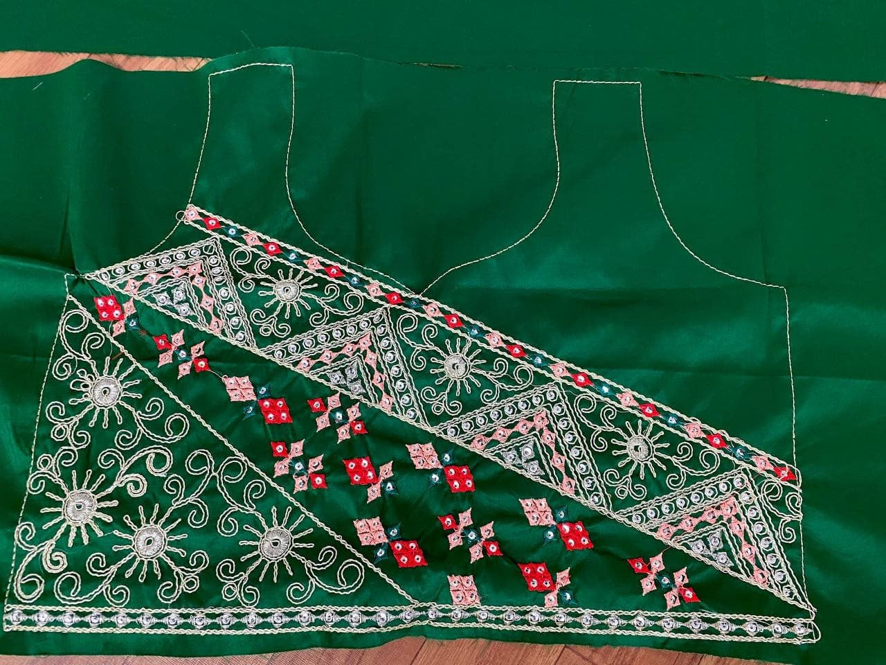 Dark Green Lehenga Choli In Malai Satin Silk With Cording Work