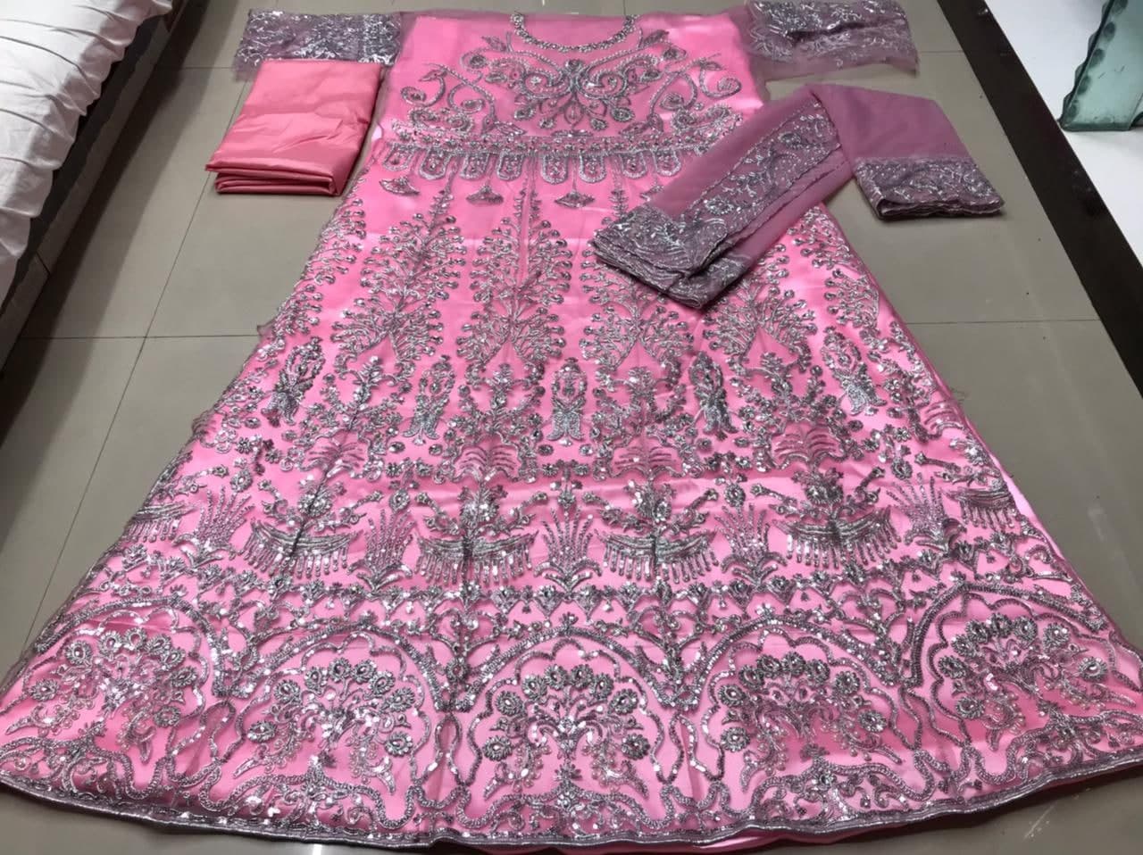 Dark Pink Salwar Suit In Heavy Net With Cording Embroidery Work