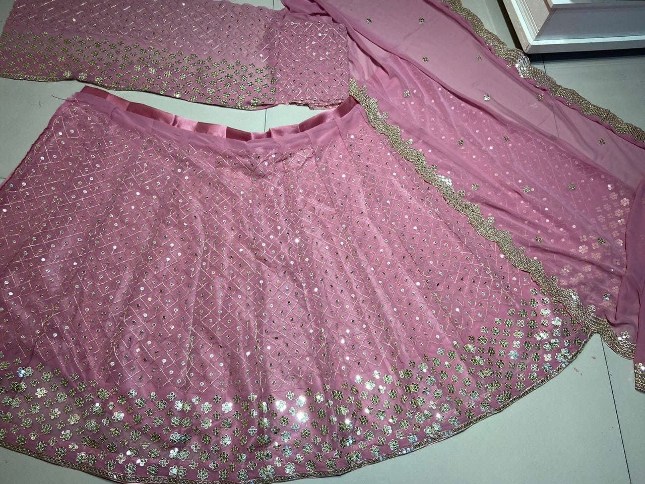 Florid Pink Lehenga Choli In Heavy Georgette With Sequence Work