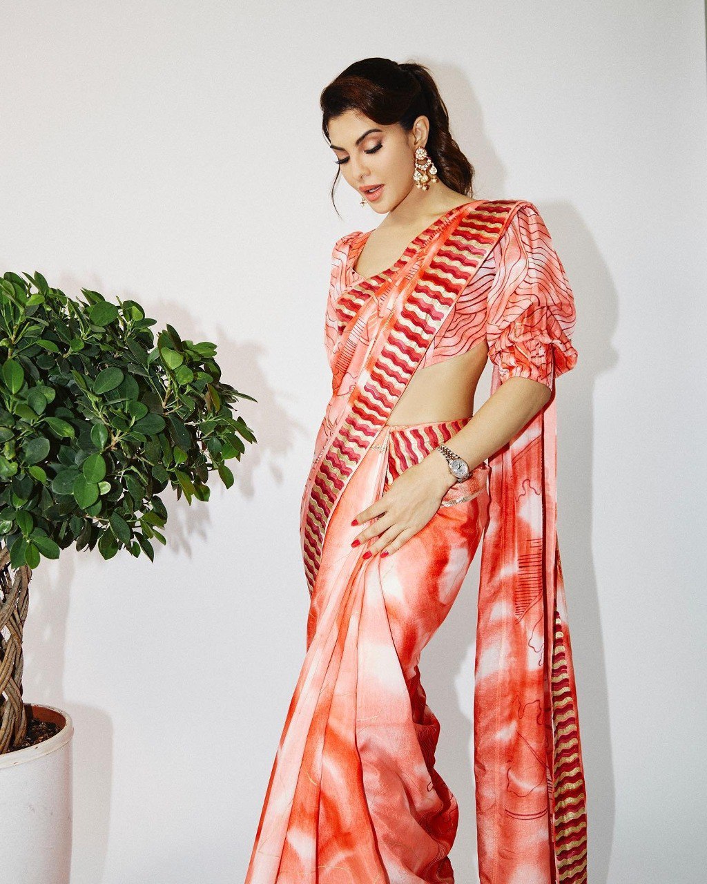 Gajri Saree In Crape Silk With Digital Print