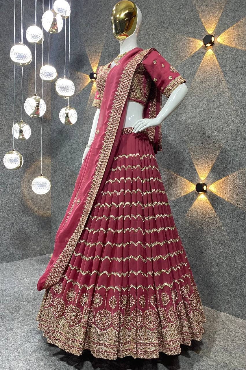 Gajari Pink Banarasi Silk Designer Lehenga Choli | Designer lehenga choli,  Party wear lehenga choli, Lehenga choli