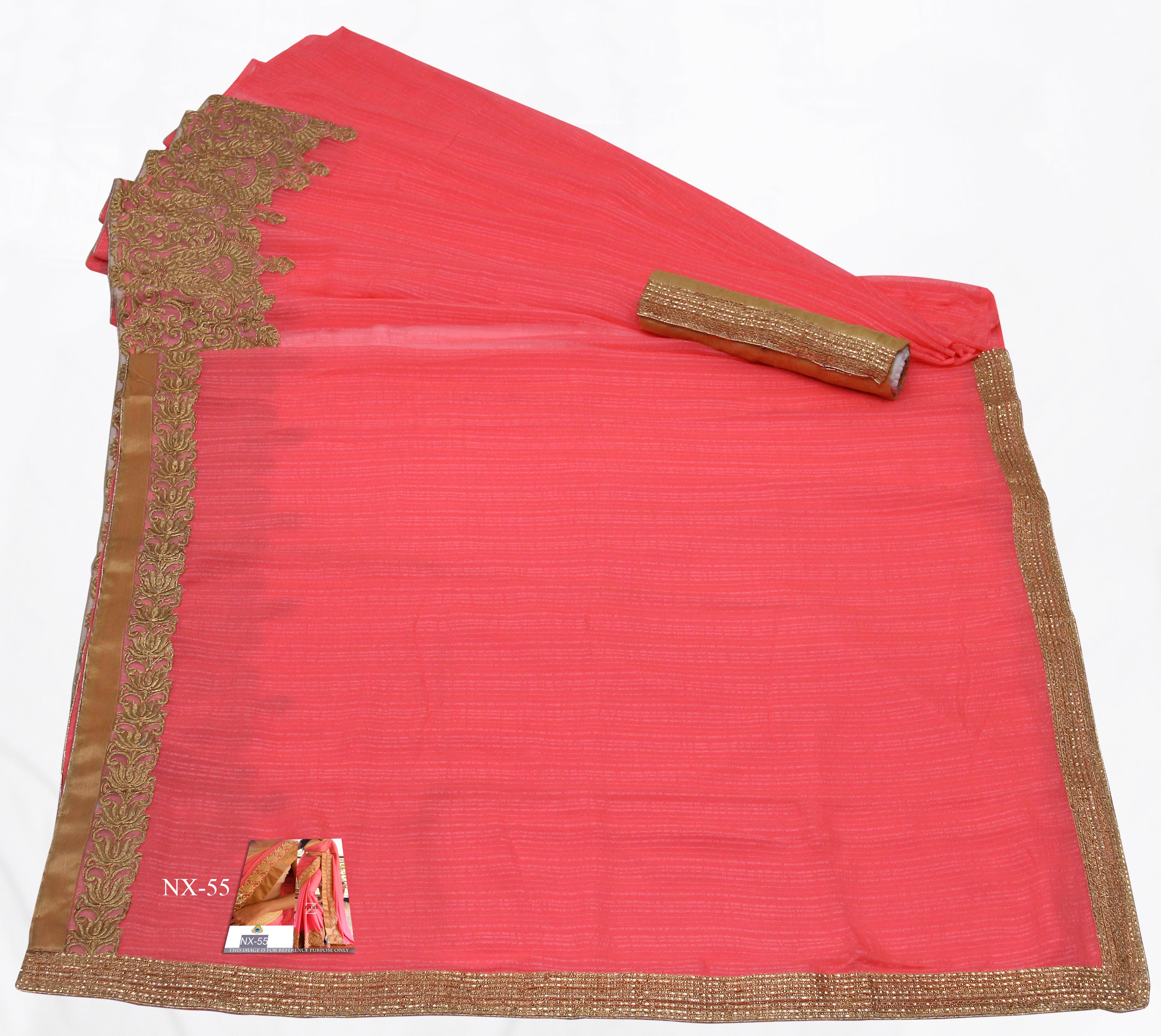 Gajri Pink Saree In Raw Silk Pure With Fancy Thread Work