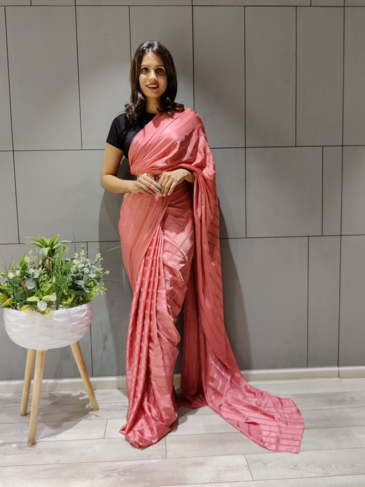 Gajri Saree In Booming Silk With Peading