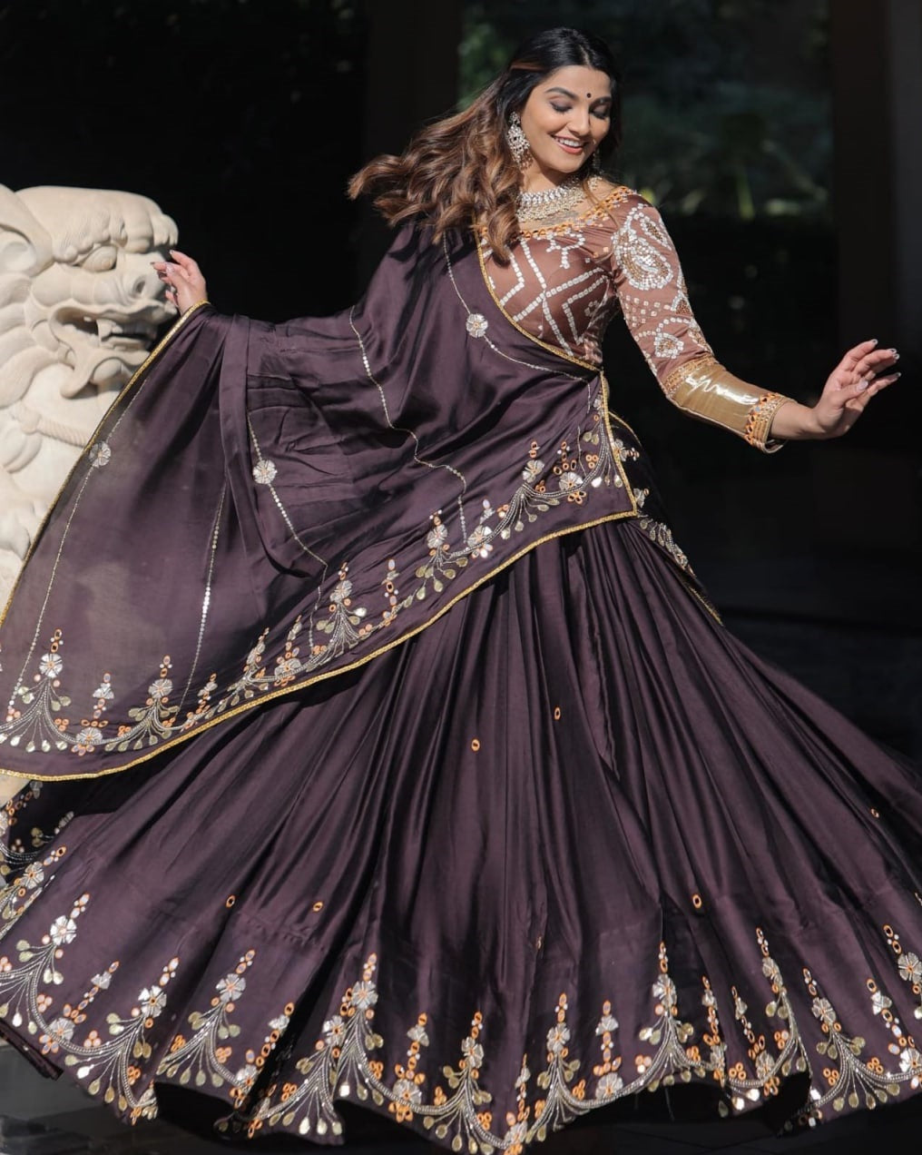 Grape Purple Lehenga Choli In Soft Butter Silk With Embroidery Work