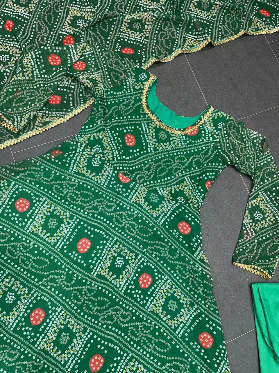 Green Anarkali Suit In Fox Georgette With Digital Print