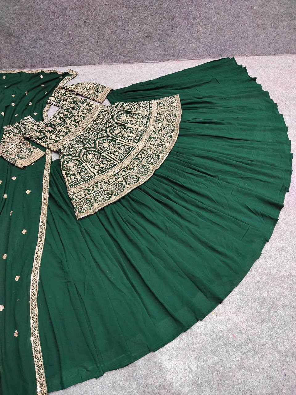 Green Lehenga Choli In Fox Georgette