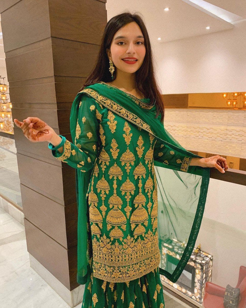 Green Sharara Suit In Georgette Silk With Embroidery Work