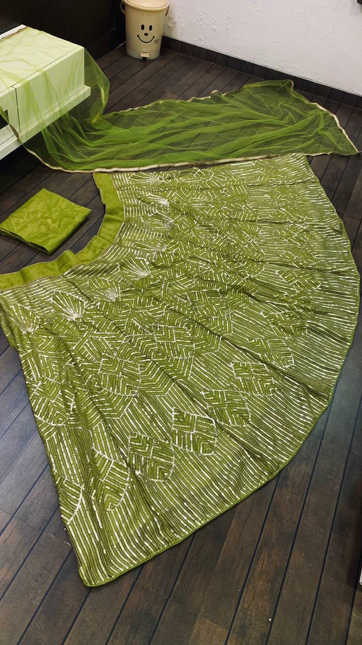 Green Lehenga Choli In Kasturi Silk With Sequence Work