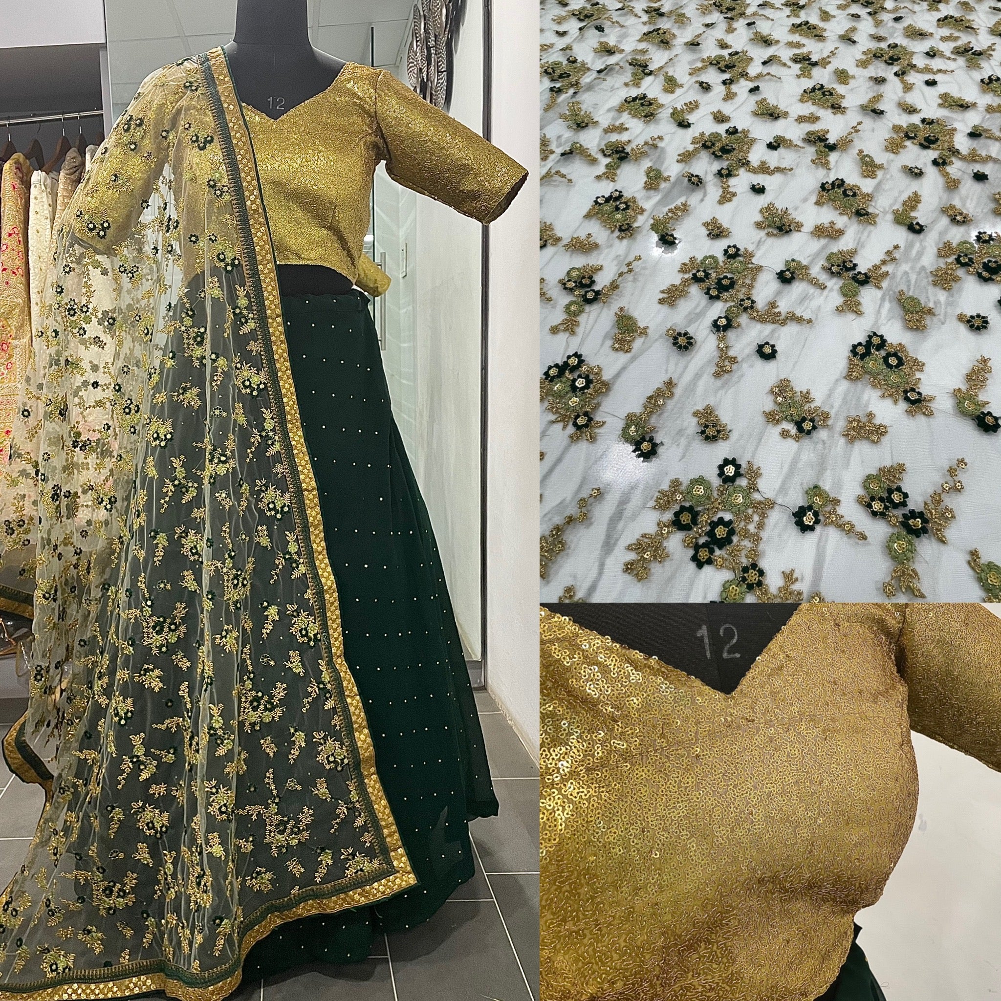 Green Lehenga Choli In Georgette With Thread Sequence Work