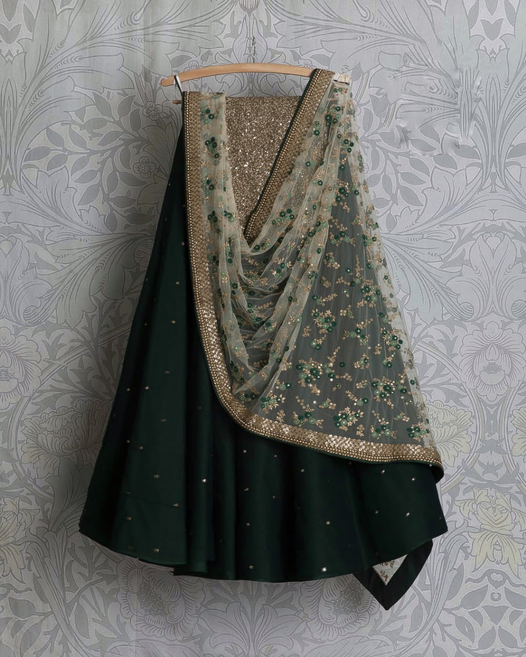 Green Lehenga Choli In Georgette With Thread Sequence Work