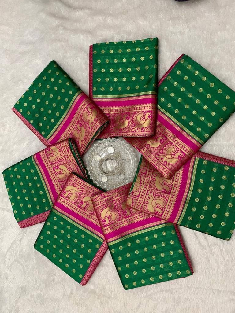 Green Lichi Silk Banarasi Wedding Wear Saree