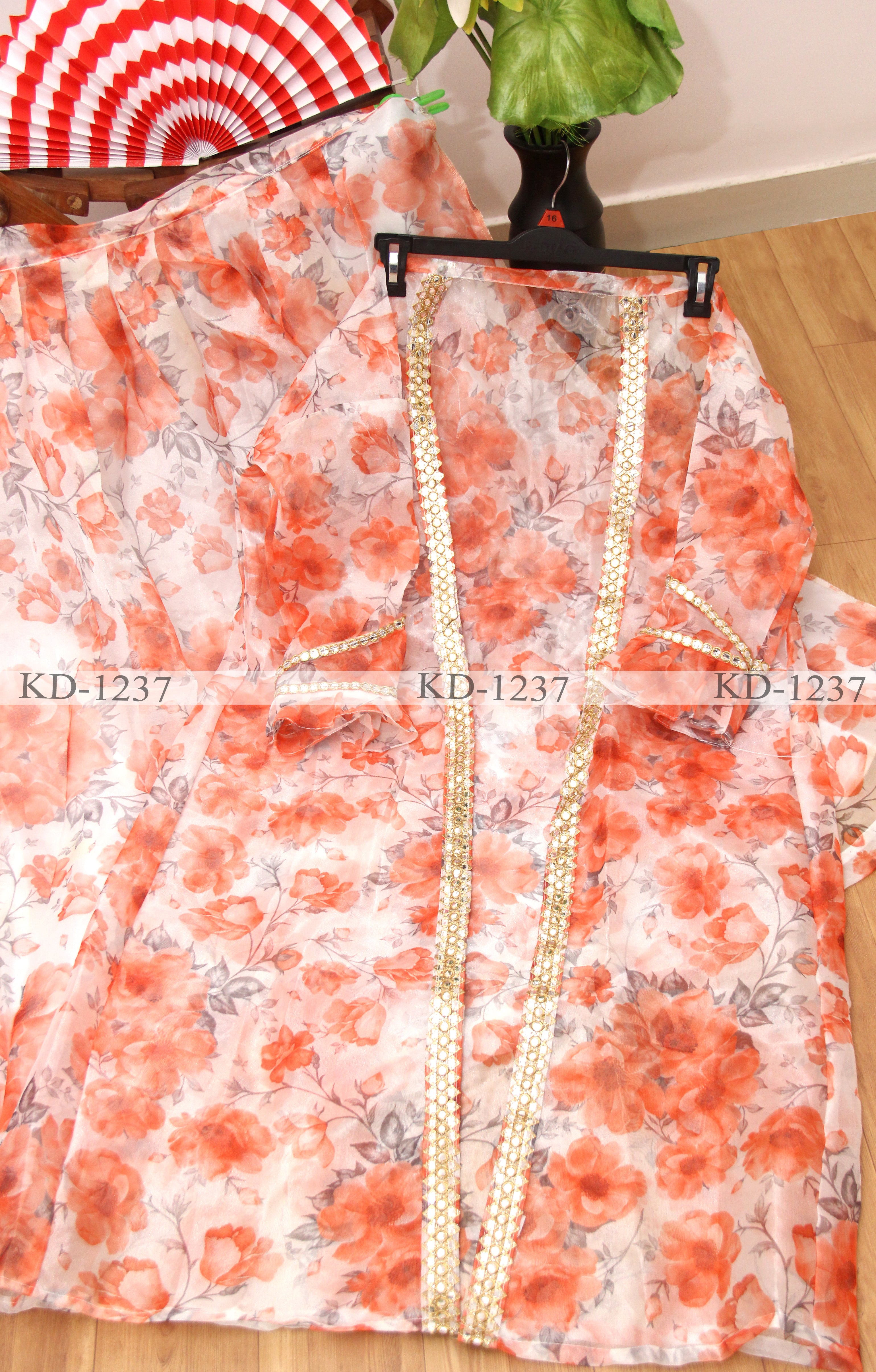 White Lehenga Choli In Organza Silk With Digital Print