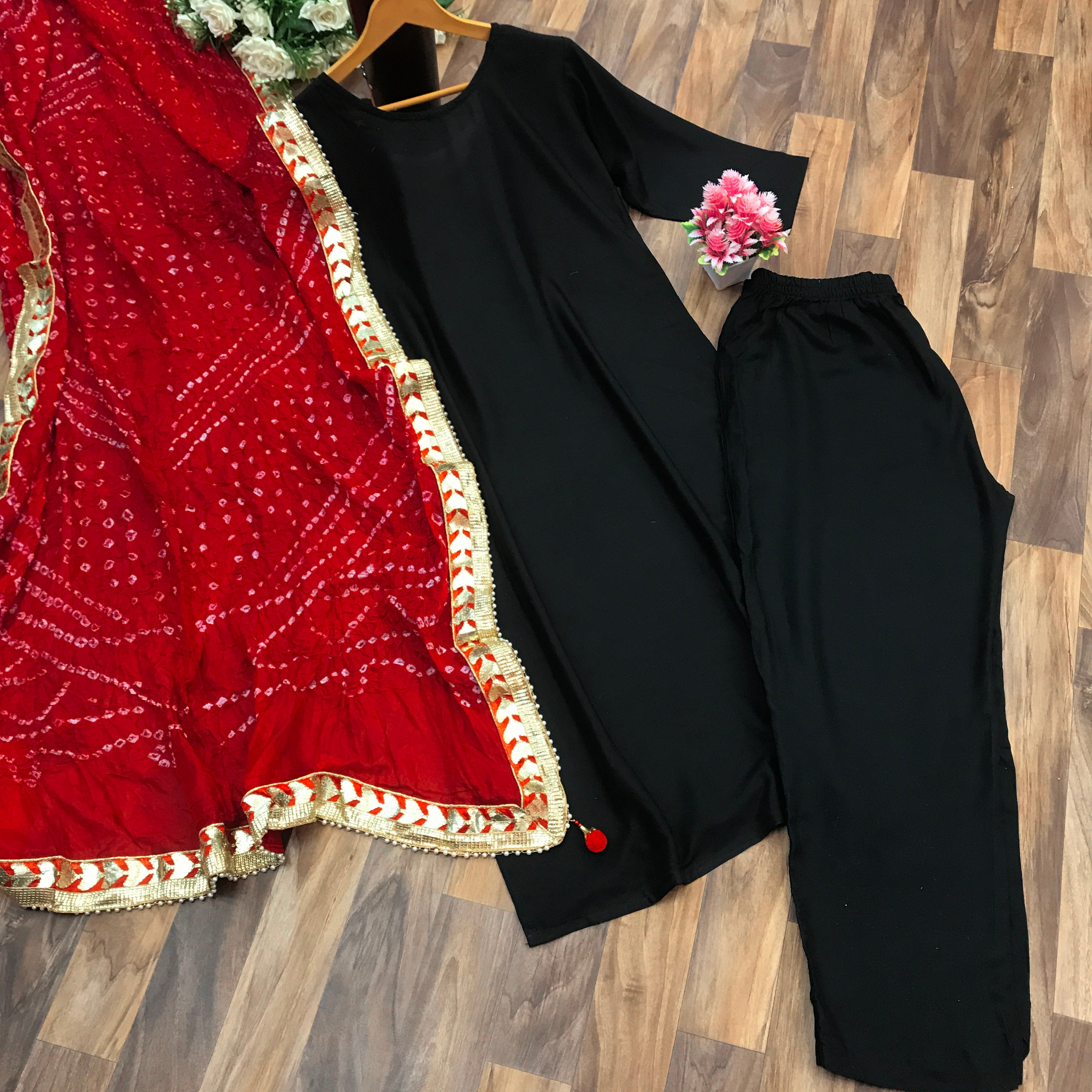 Black Salwar Suit In Georgette With Plain