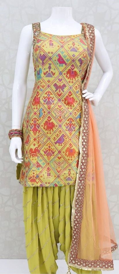 Light Green Salwar Suit In Poly Ryon With Digital Print