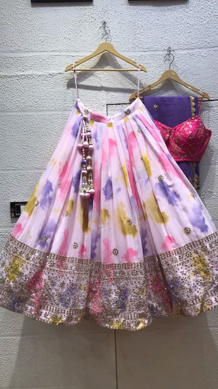 Light Pink Lehenga Choli In Chinon Silk With Embroidery Work