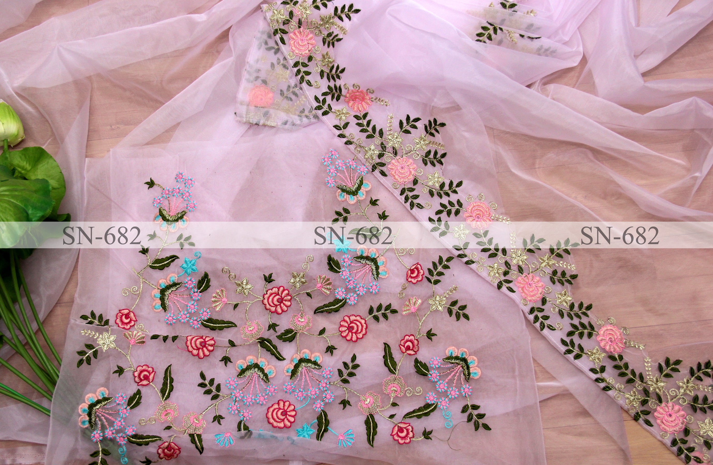 Light Pink Saree In Organza Silk With Fancy Thread Work