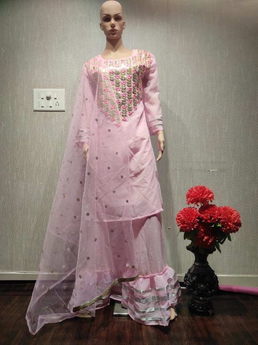 Light Purple Salwar Suit In Georgette With Embroidery Work