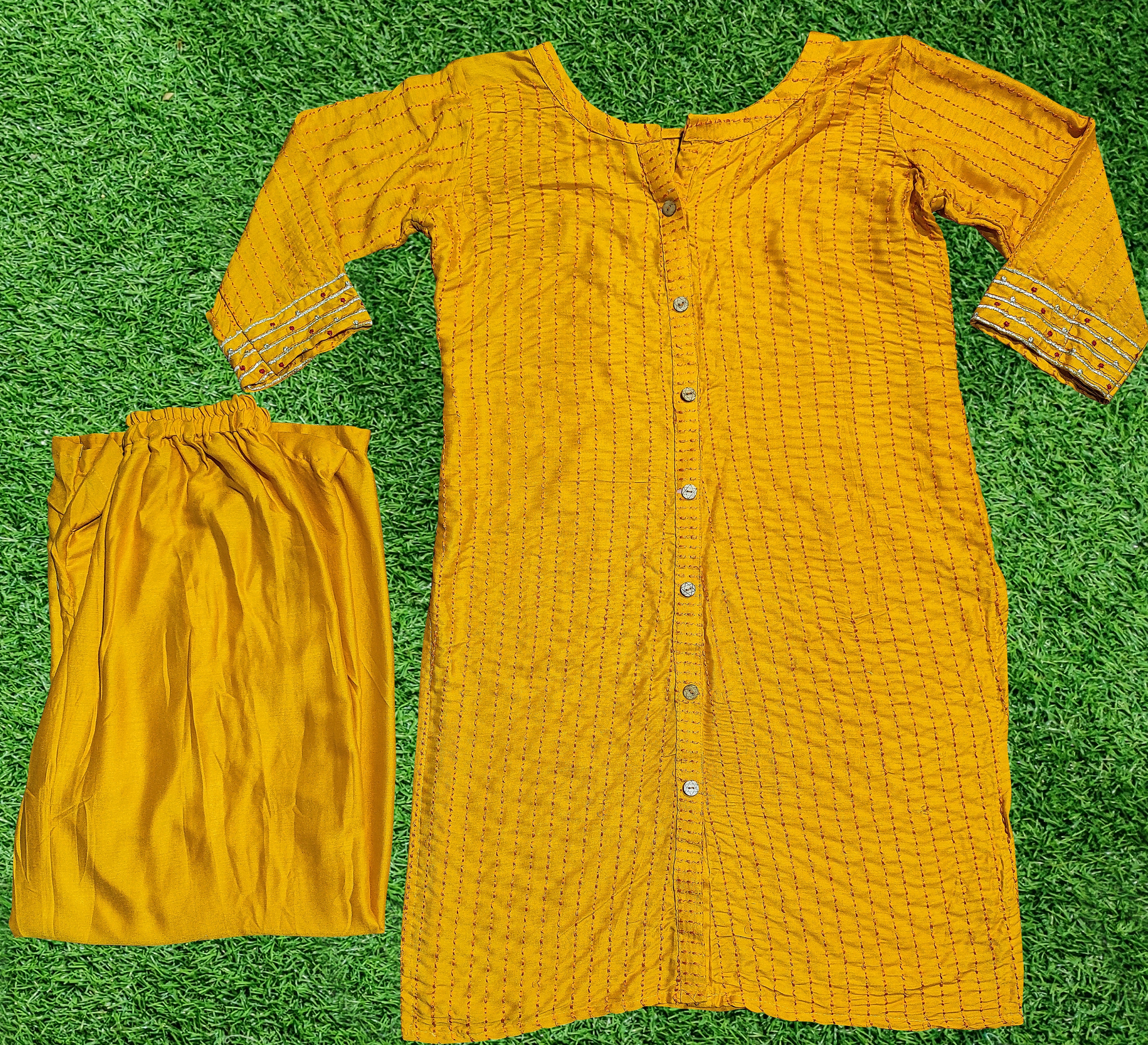 Mustard Yellow Salwar Suit In Ryon Cotton