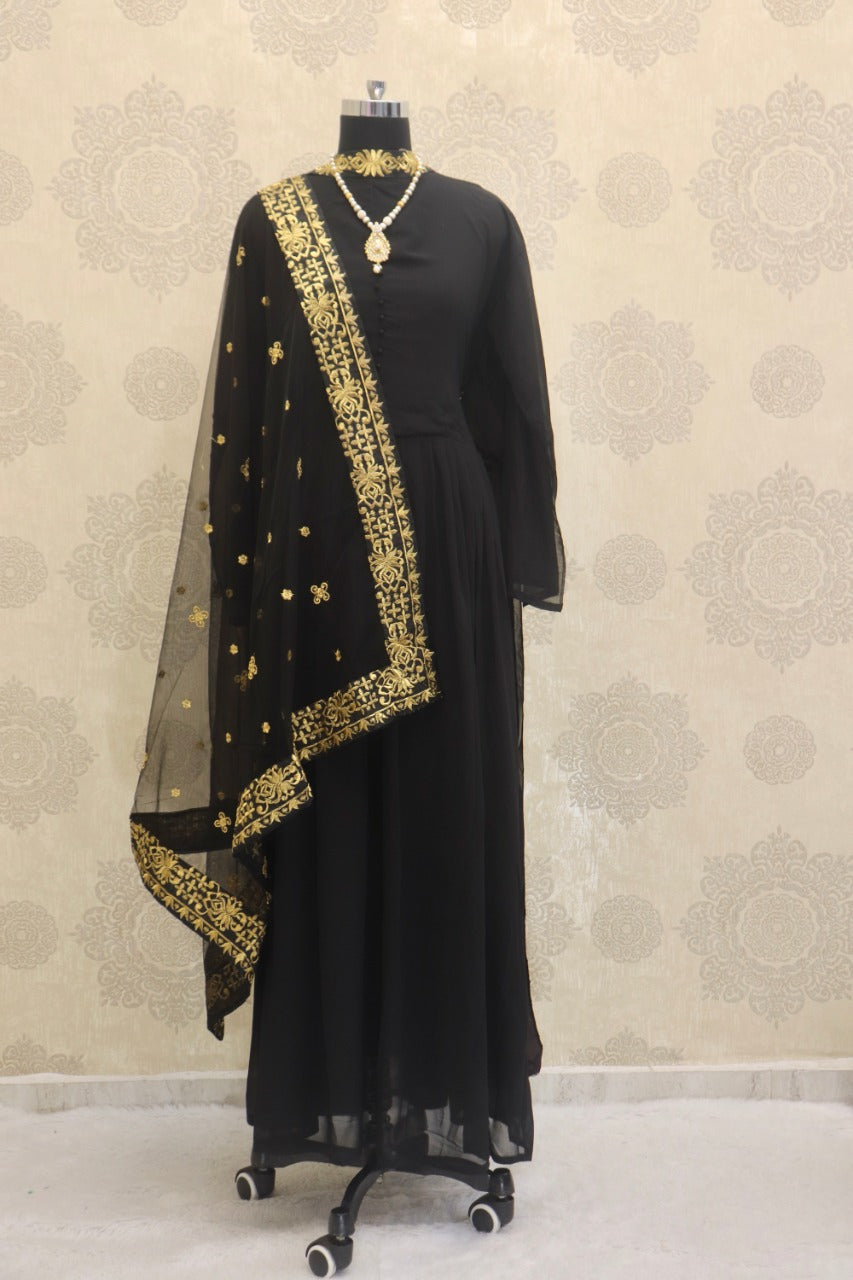 Black Salwar Suit In Georgette Silk