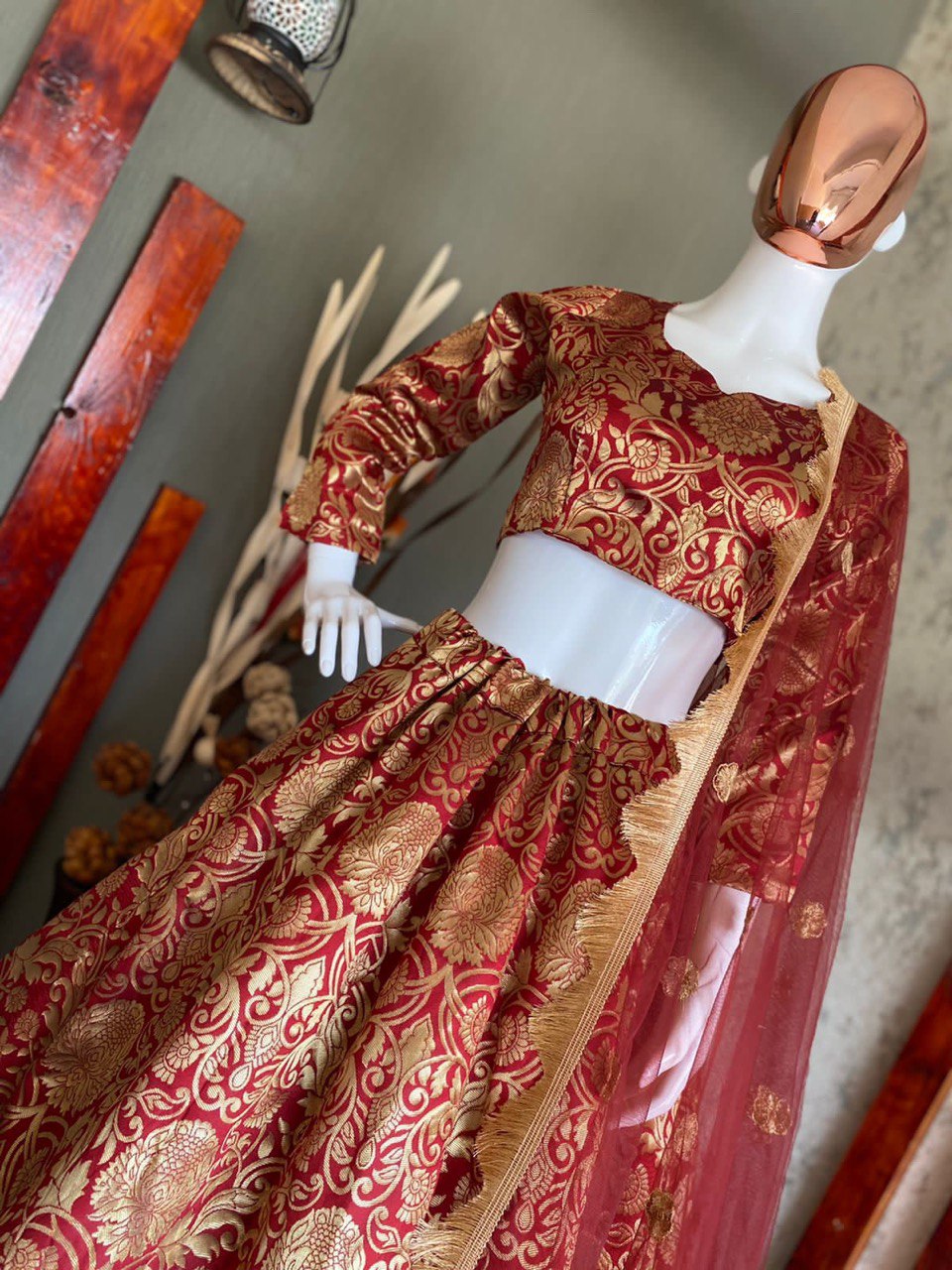 Maroon Lehenga Choli In Banarasi Silk With Jacquard Work