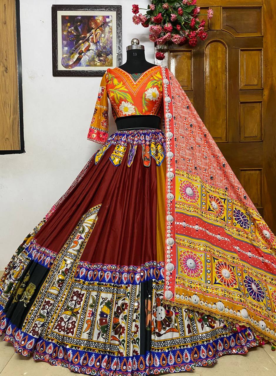 Maroon Lehenga Choli In Butter Silk With Digital Print