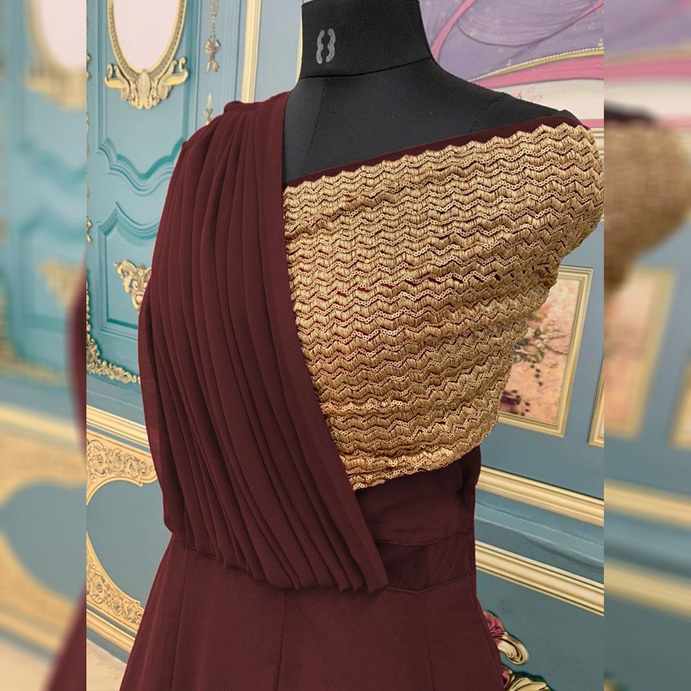 Maroon Georgette Silk Embroidery Work Gown