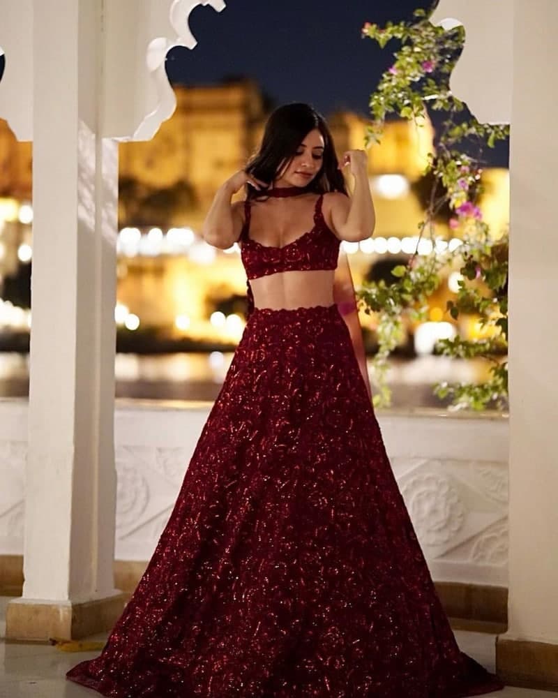 Maroon Lehenga Choli In Georgette Silk With Embroidery Work