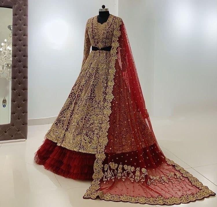 Maroon Lehenga Choli In Georgette Silk With Embroidery Work