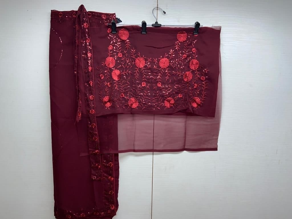 Maroon Lehenga Choli In Georgette Silk With Embroidery Work