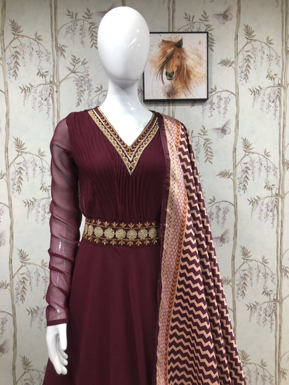 Maroon Colour Heavy Sequance Embroidery Work Length Suit