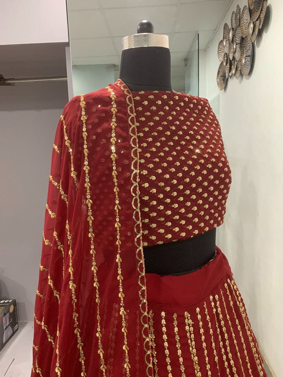 Maroon Lehenga Choli In Georgette Silk With Sequence Work