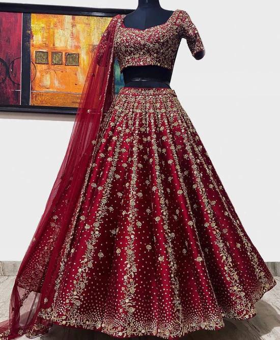 Maroon Lehenga Choli In Heavy Silk With Sequence Work