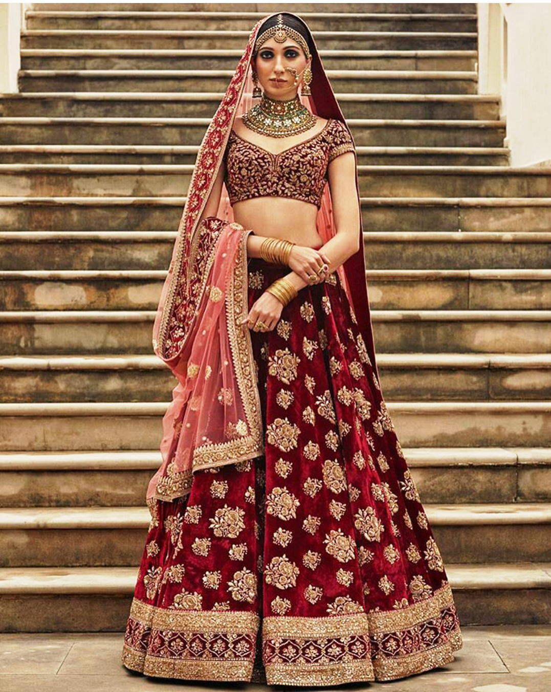 Red Lehenga Choli In Heavy Taffeta Silk With Fancy Thread Work