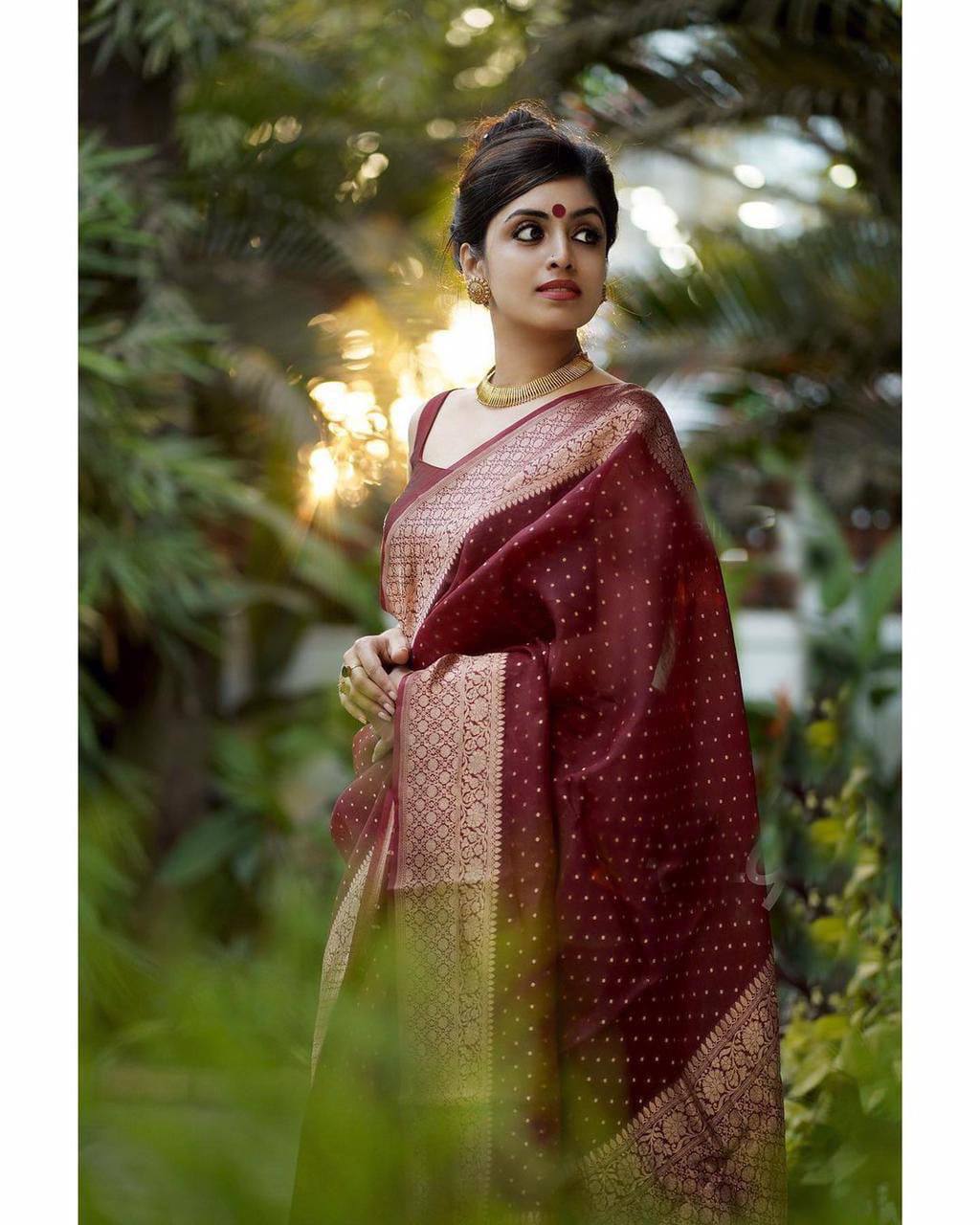 Maroon Kanjivaram Wedding Wear Saree With Blouse