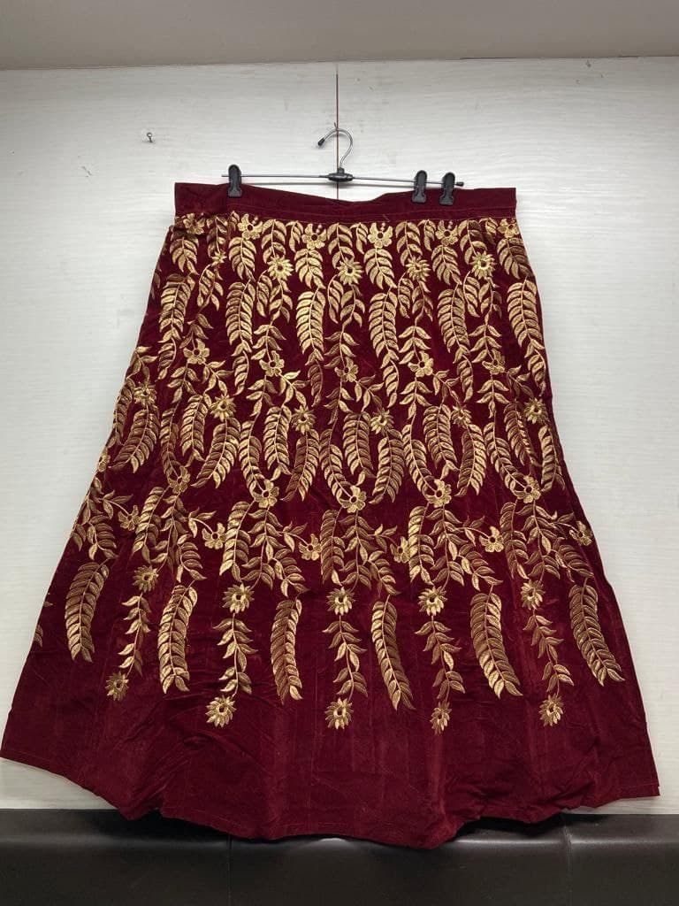 Maroon Lehenga Choli In Velvet With Embroidery Work