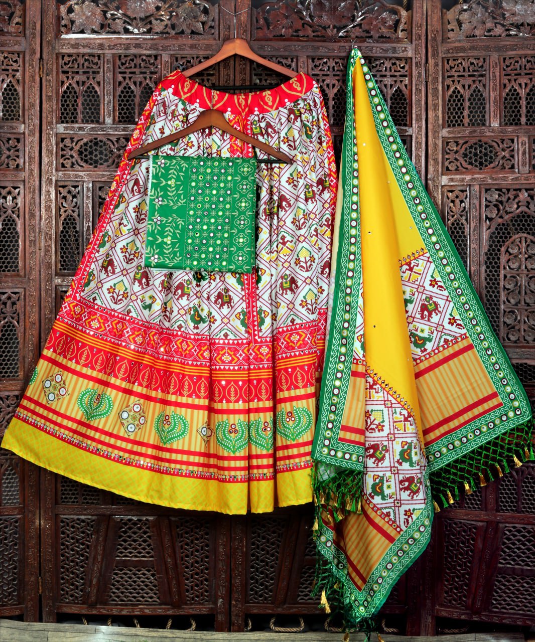 Multi Lehenga Choli In Butter Silk With Digital Print