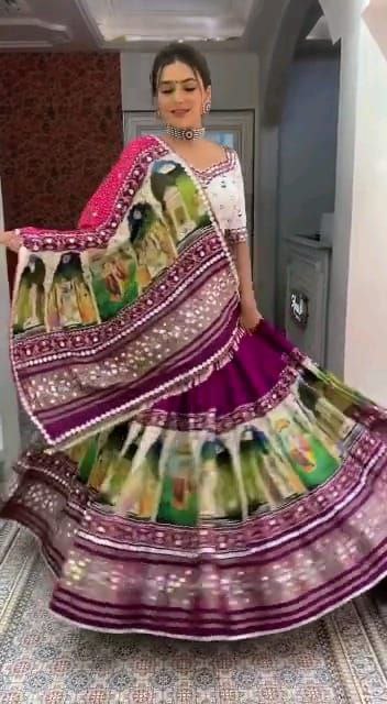 Multi Lehenga Choli In Butter Silk With Digital Print