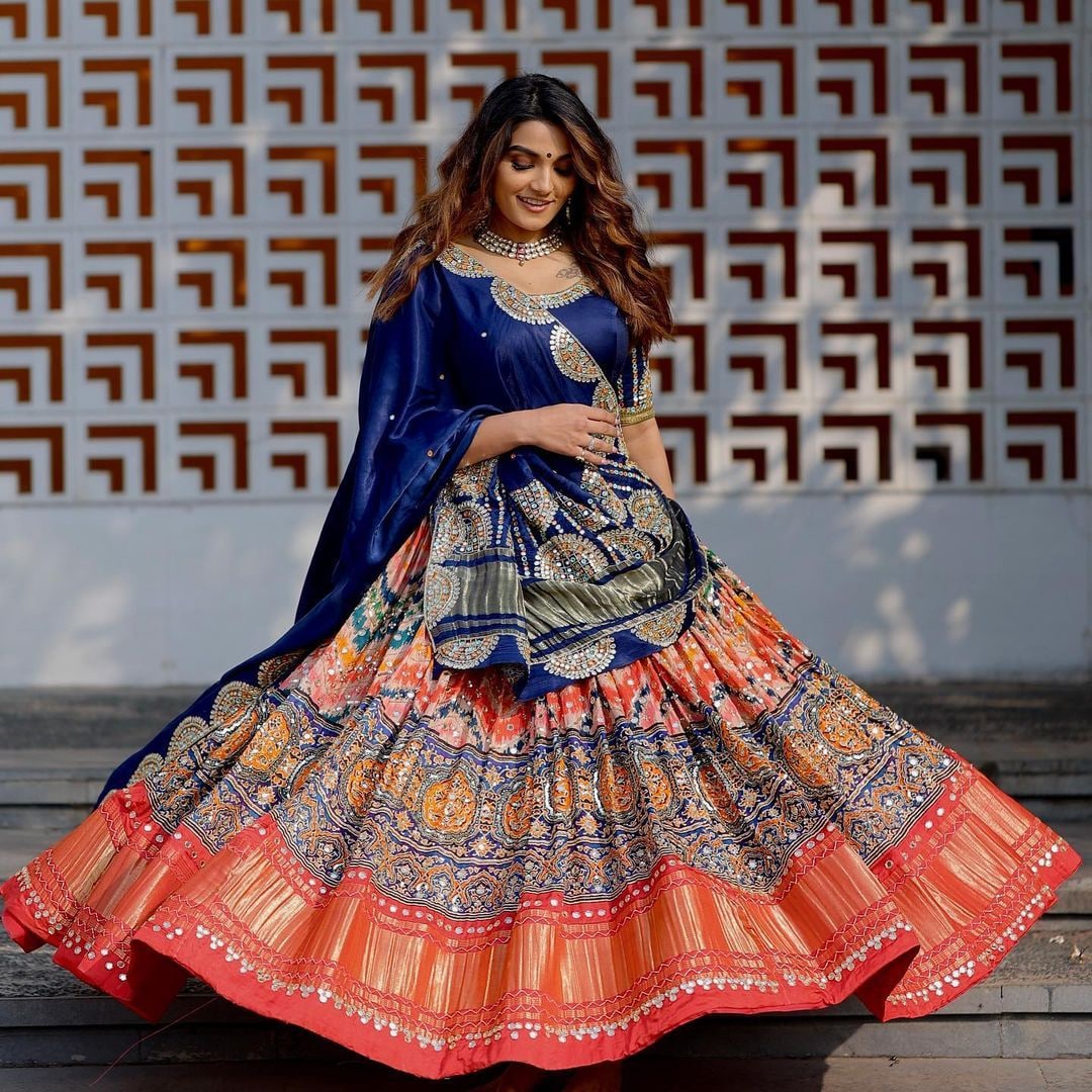 Multi Lehenga Choli In Butter Silk With Digital Print