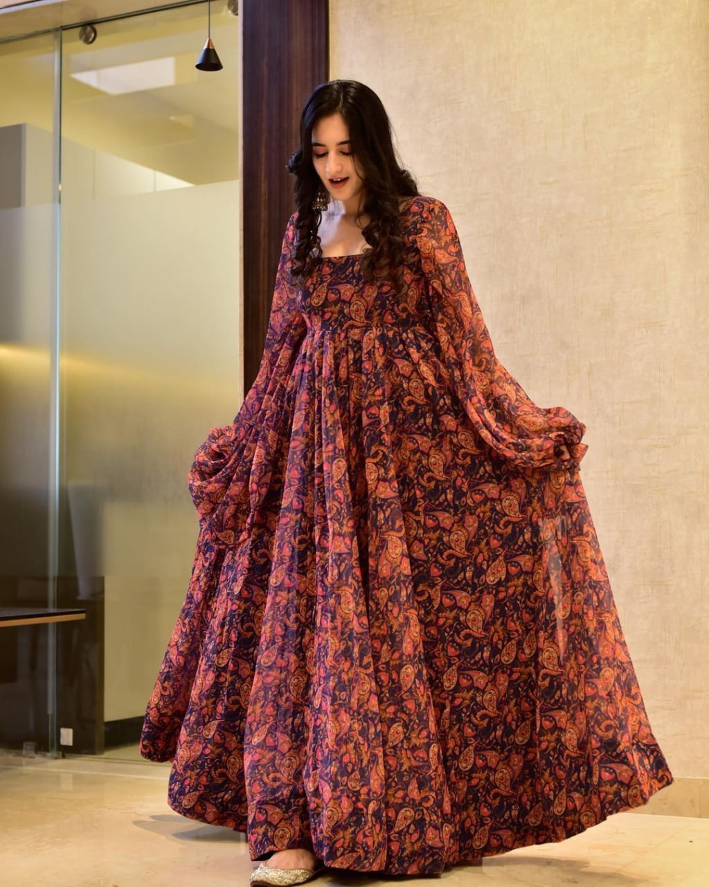 Multi Anarkali Suit In Georgette Silk With Digital Print