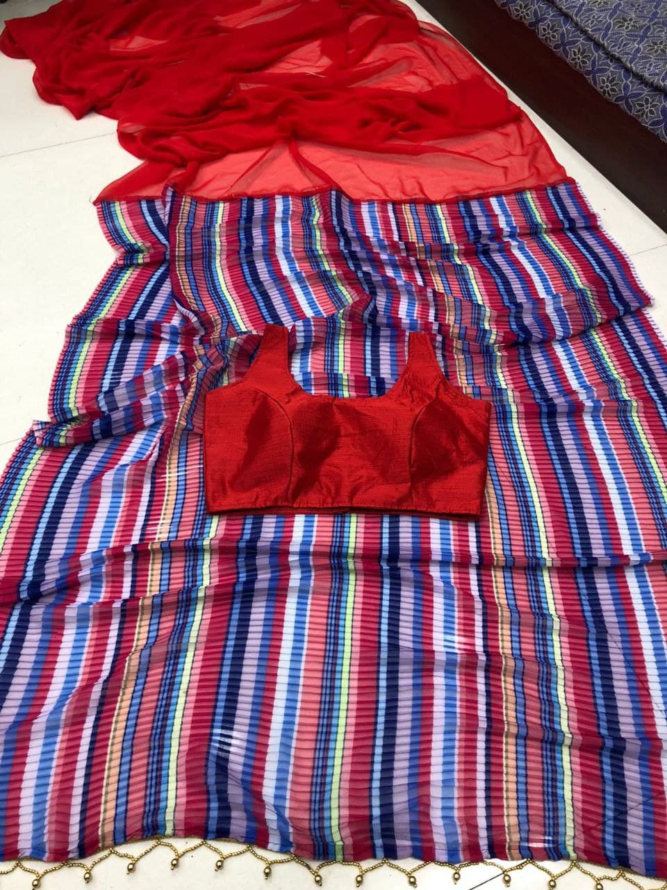 Multi Saree In Georgette Silk With Digital Print