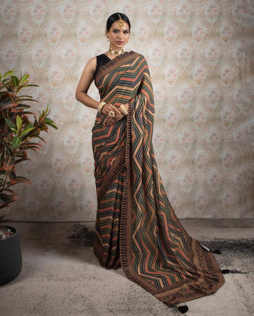 Multi Saree In Georgette Silk With Digital Print