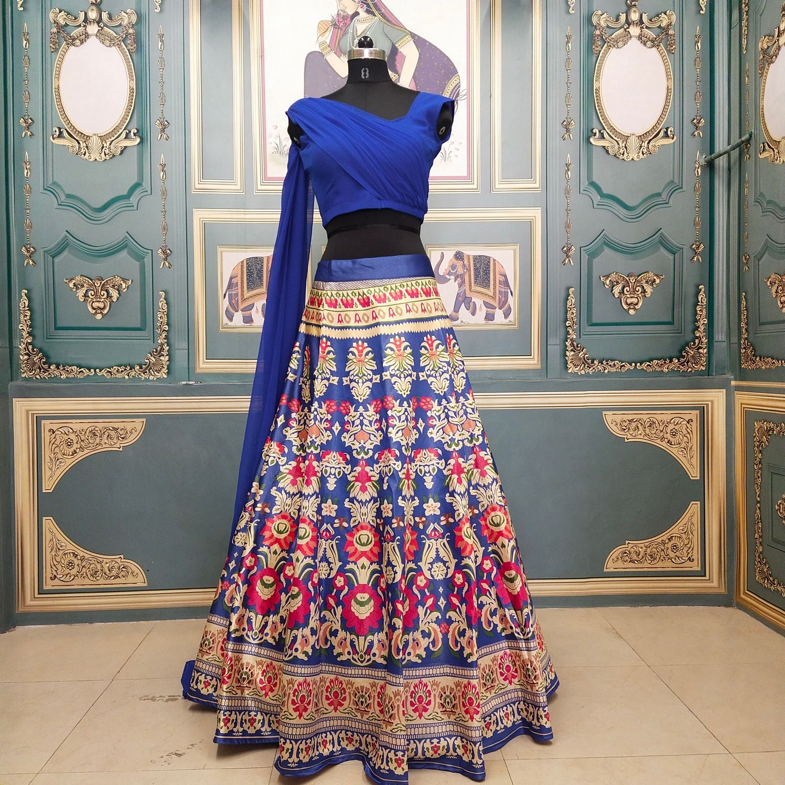 Multi Lehenga Choli In Gotta Satin With Digital Print