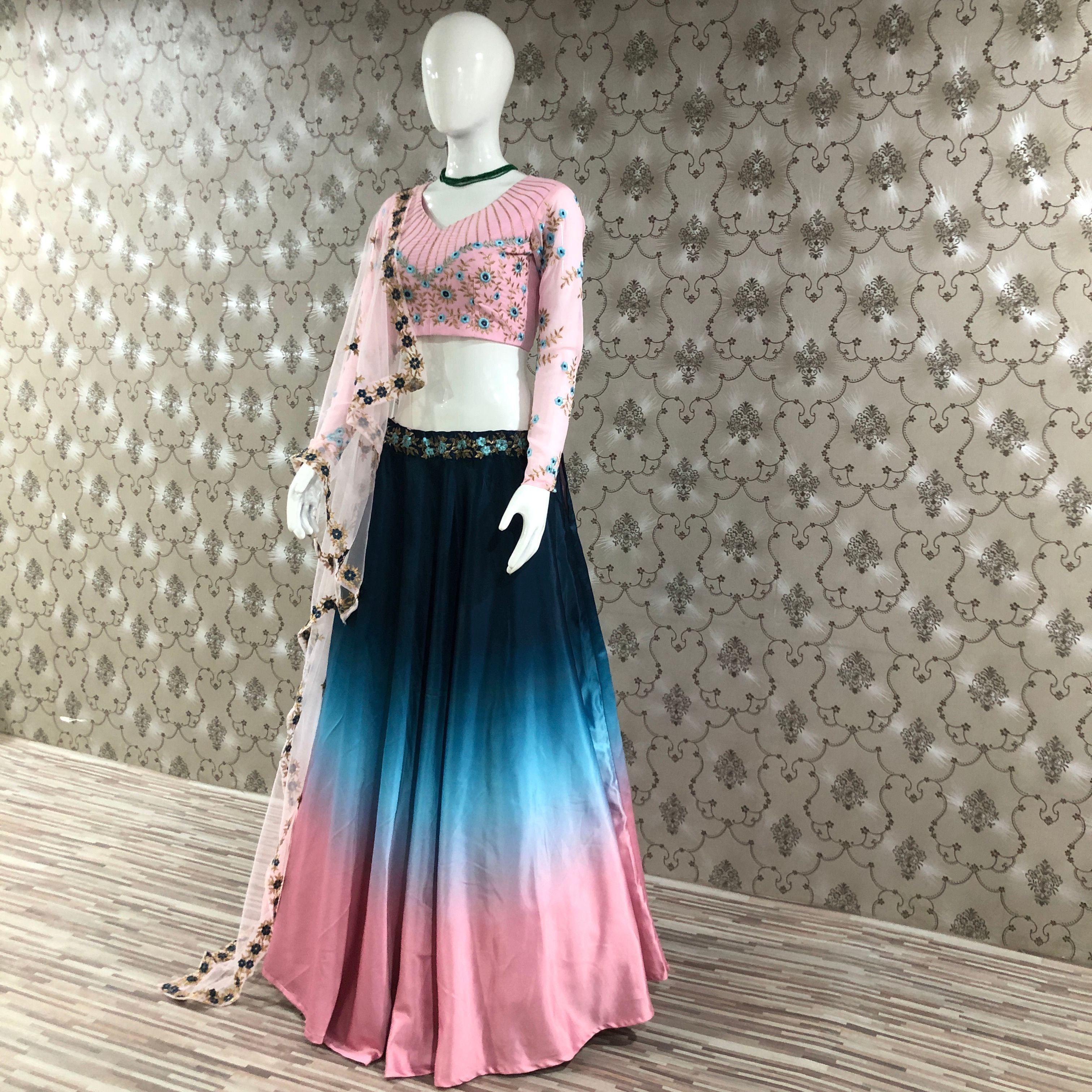 Multi Lehenga Choli In Malai Silk With Digital Print