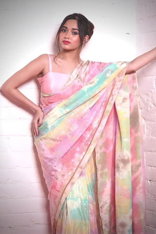 Multi Saree In Chinon Silk With Sequence Work
