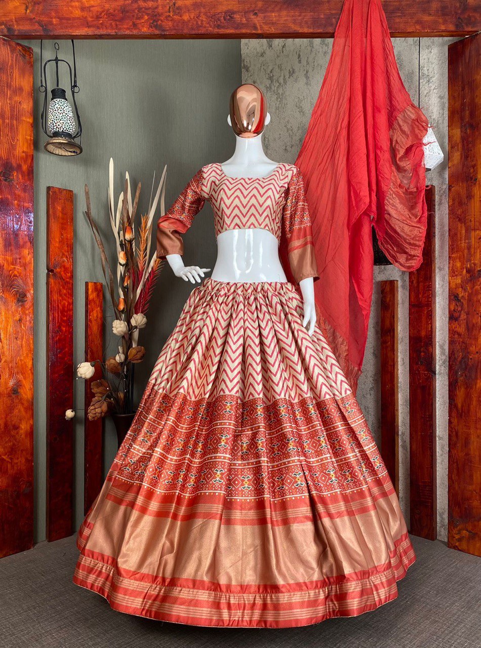 Multi Lehenga Choli In Zari Satin With Digital Print