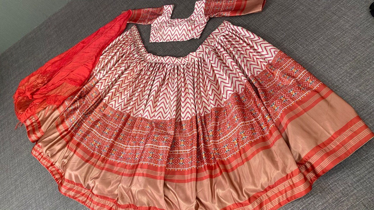 Multi Lehenga Choli In Zari Satin With Digital Print