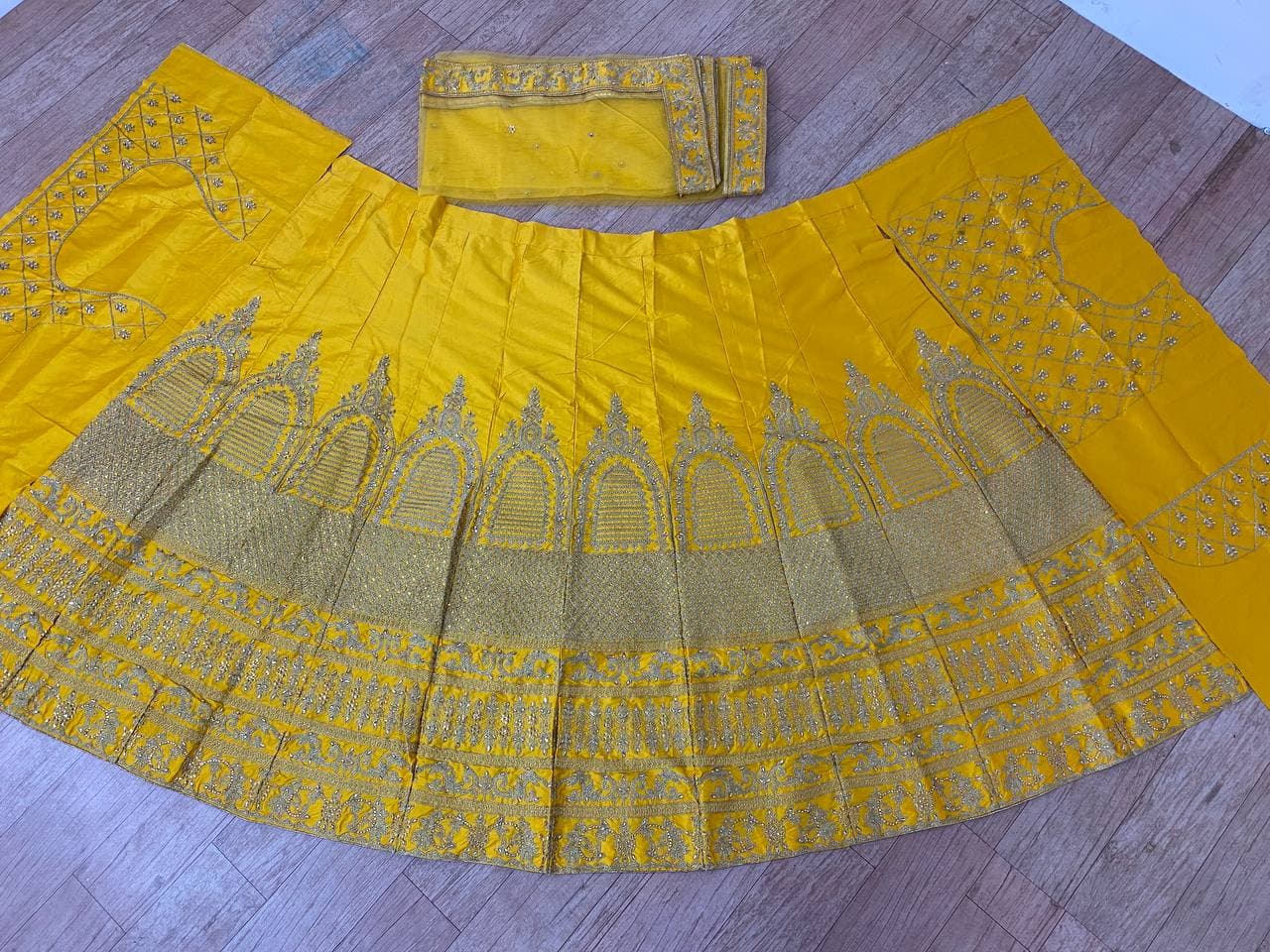 Mustard Yellow Lehenga Choli In Malai Satin Silk With 5 MM Sequence Work